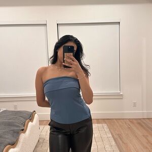 OAK + FORT Blue Strapless Camisole